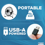 4 Inch USB Desk Fan, Mini Portable, Single Speed, Black, Compact Personal Cooling Fan for Office Travel (SUSBBLKWFAN1PKB4)