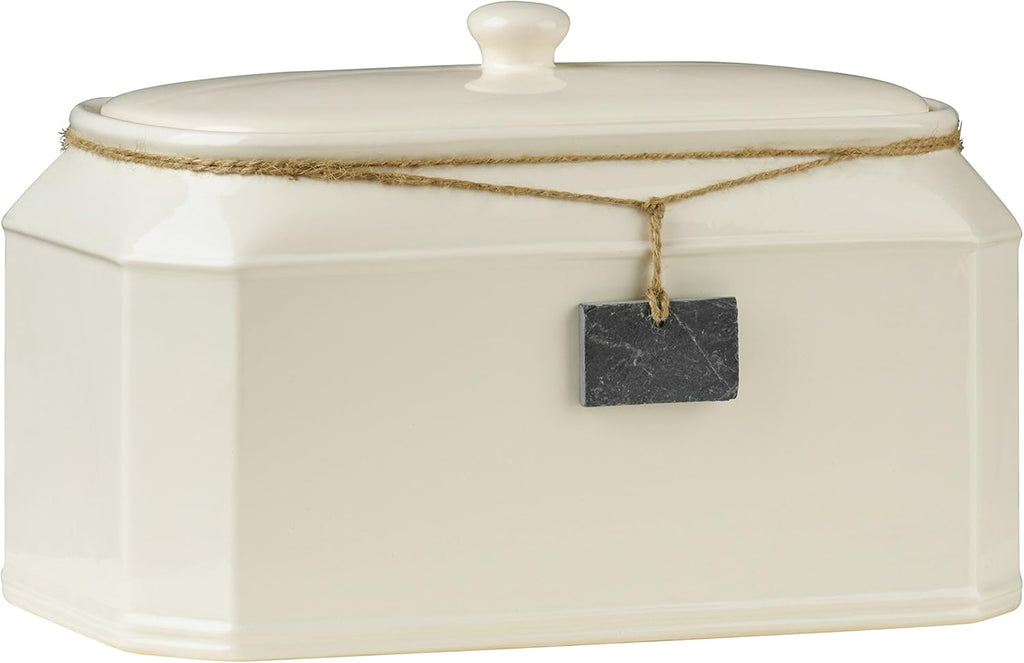 Housewares Slate Tag Bread Crock, Cream