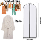 2PCS Dress Bags Covers Long Garment Covers Bag Dress Bag Long Dress Bags Covers Translucent with Zip Waterproof Dustproof Dress Covers Garment Bags Full Length(60 * 140cm)