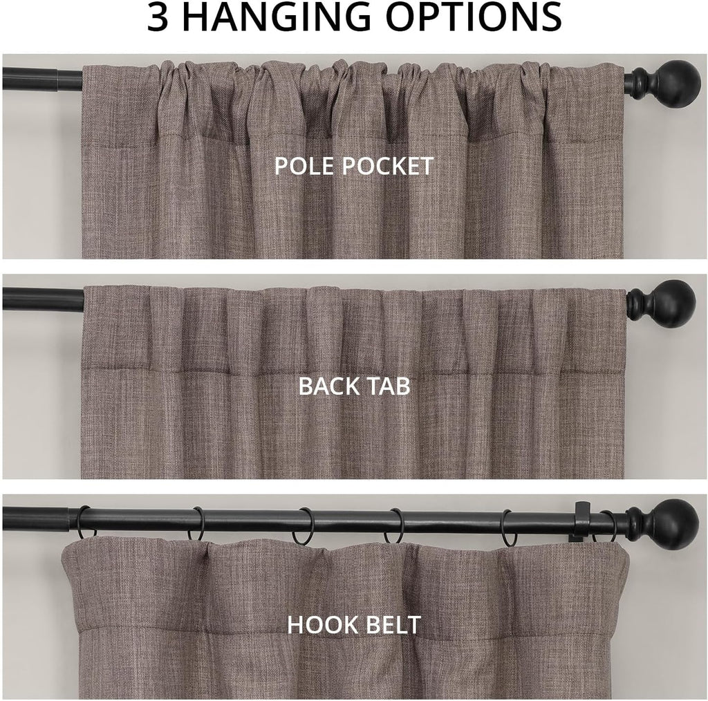 HPD Half Price Drapes BOCH-LN185-P Faux Linen Room Darkening Curtains for Bedroom (1 Panel), 50 x 120 cm, Mink