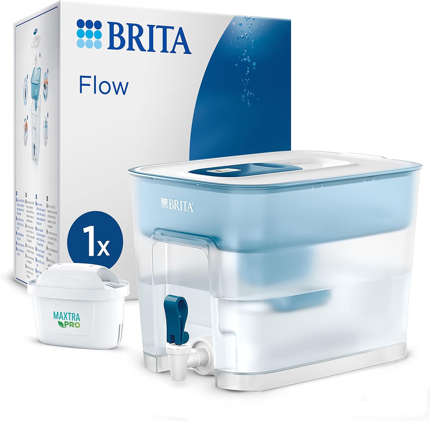 Flow XXL Water Filter Tank (8.2L) incl. 1x MAXTRA PRO Pure Performance cartridge - fridge-fitting dispenser for families and offices - now in sustainable Smart Box packaging Main image