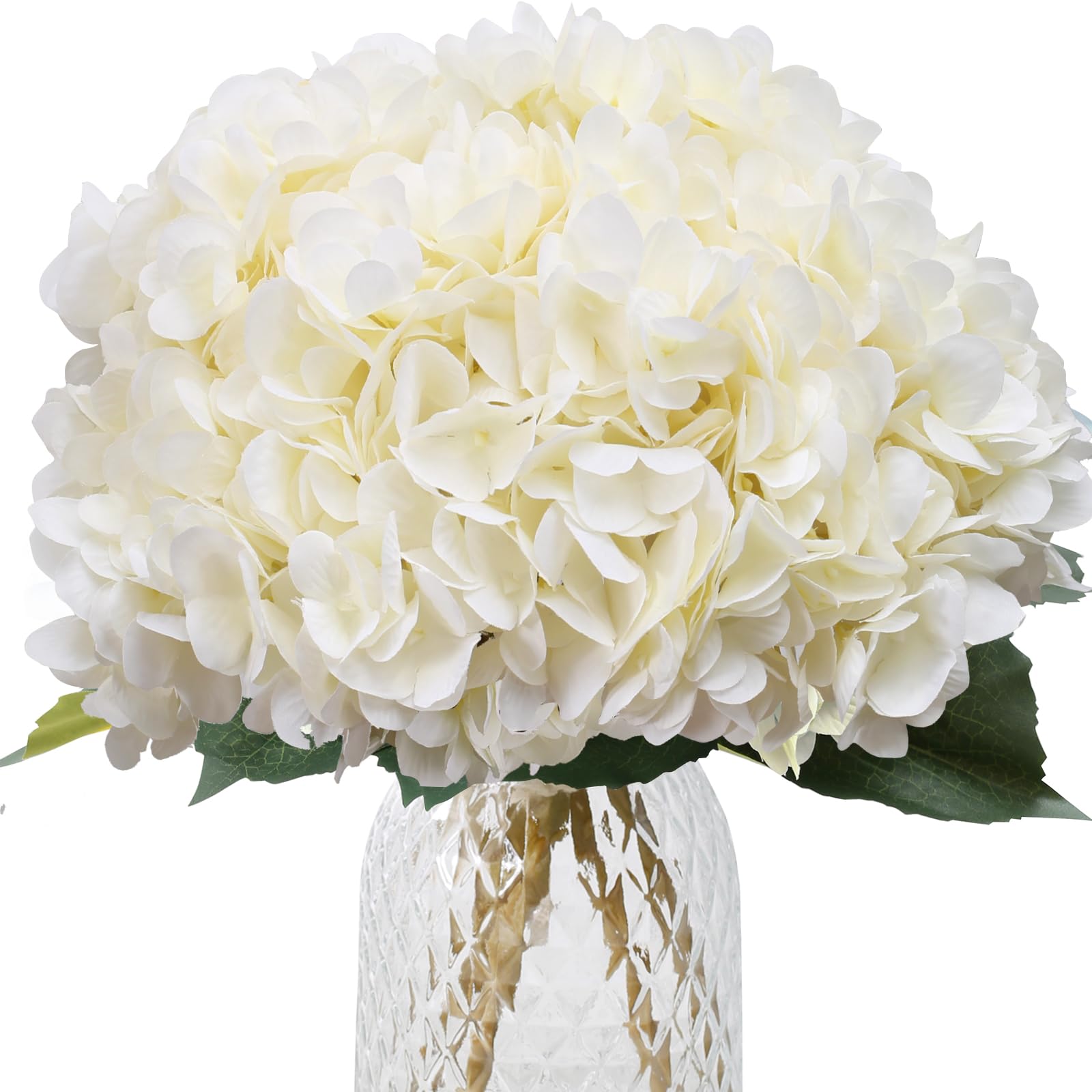 6PCS hydrangea artificial flower-artificial flowers,Silk fake flowers Bouquet for Wedding Party Office Home Decor(White)