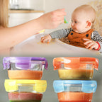Baby Glass Food Containers with Lids (200ml, 6PCS) - BPA-Free Airtight Glass Bowl for Freezer, Meal Prep, and Microwavable Use - Ideal for Lunch Box and Snack Storage