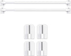 BANJlLl 2 Pack Extendable Net Curtain Rods (30-50cm) with 4 Sticky Hooks - No Drill Tension Rod for Windows.Bathroom, Rental Homes Strong Adhesive, White Lightweight Poles