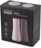 Milltop Non-Spill Salt and Pepper Mill Set Refillable with Ceramic Grinding, White/Grey, 24