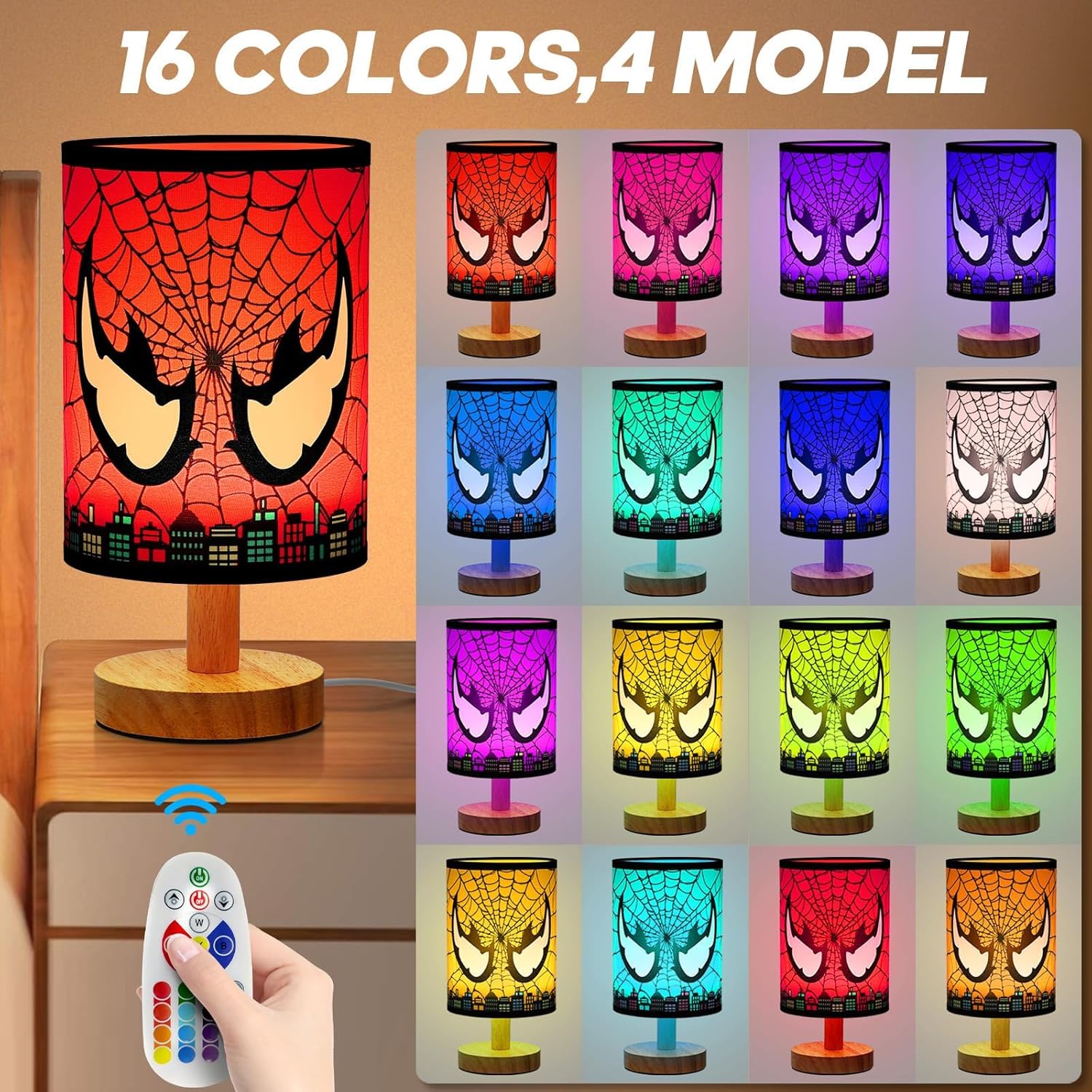 Bedside Table Lamp - 16 Color LED Dimmable Kids Night Light with Remote Control,Lamp for Kids Room Desk Reading Bedroom Night Stand Decor Children's Unique Birthday Christmas Gifts Secondary image