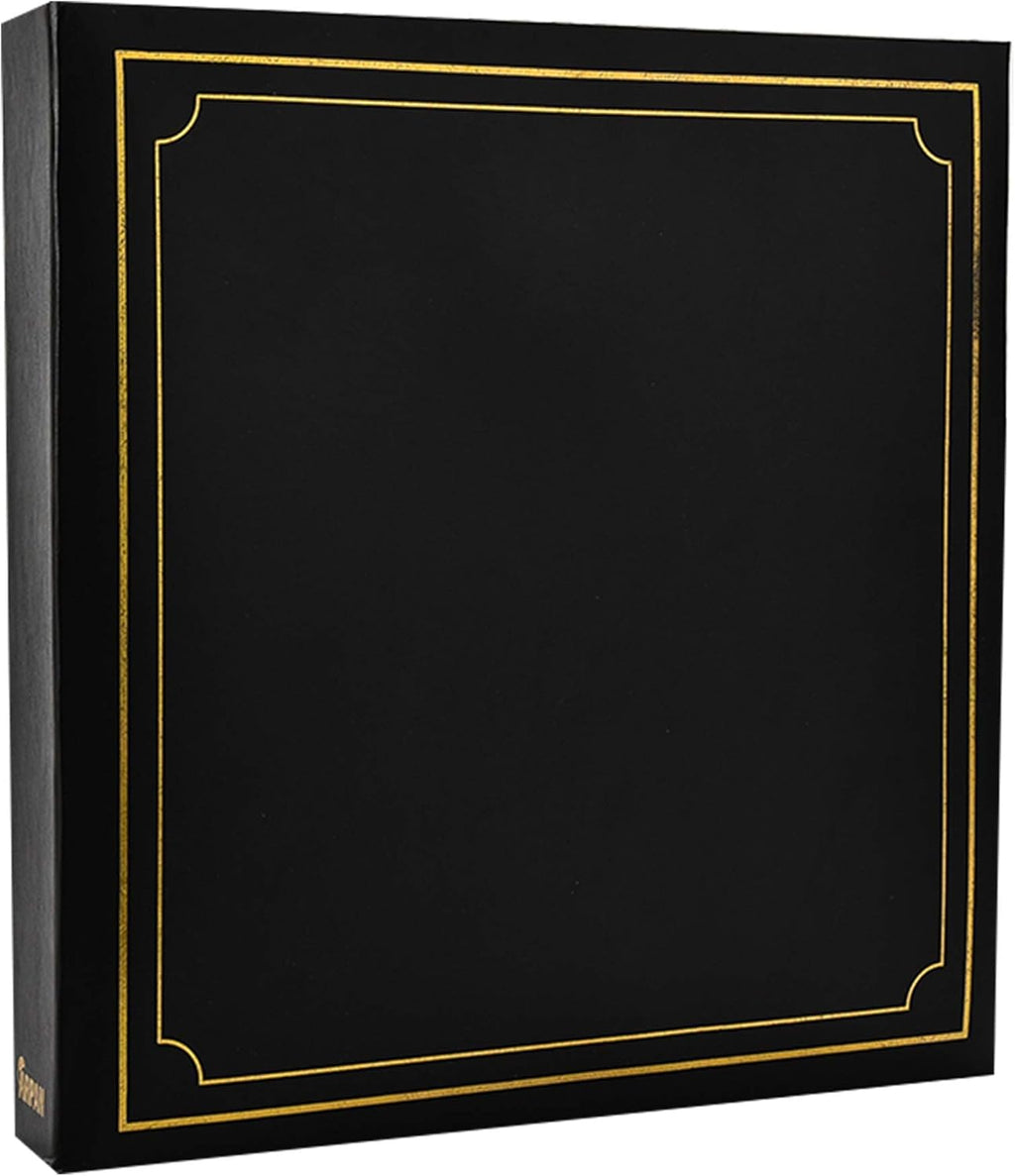 Large Slip In Photo Album Holds 500 Photos 6'' x 4'' Gold Stamp Padded Cover Black