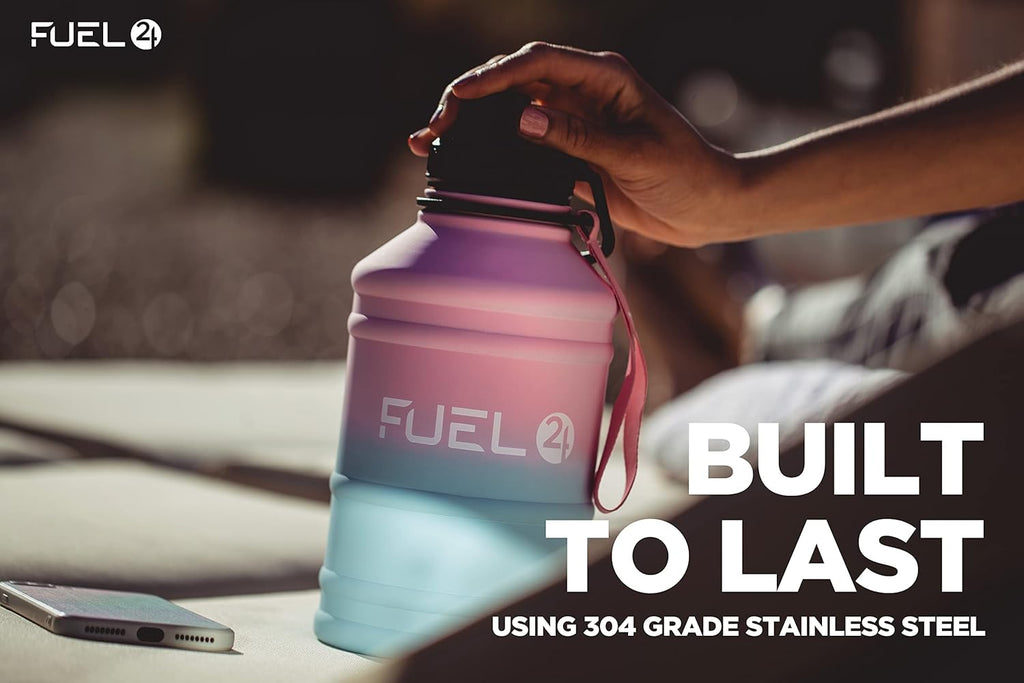 1.3L/2.2L Water Bottle Metal - STRONG, Drop & Leakproof BPA free 1L 2L Stainless Steel (2 Litre) - Large Gym Bottles for Men, Sports Water Bottle, Travel, Hiking Water Bottle