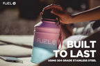 1.3L/2.2L Water Bottle Metal - STRONG, Drop & Leakproof BPA free 1L 2L Stainless Steel (2 Litre) - Large Gym Bottles for Men, Sports Water Bottle, Travel, Hiking Water Bottle