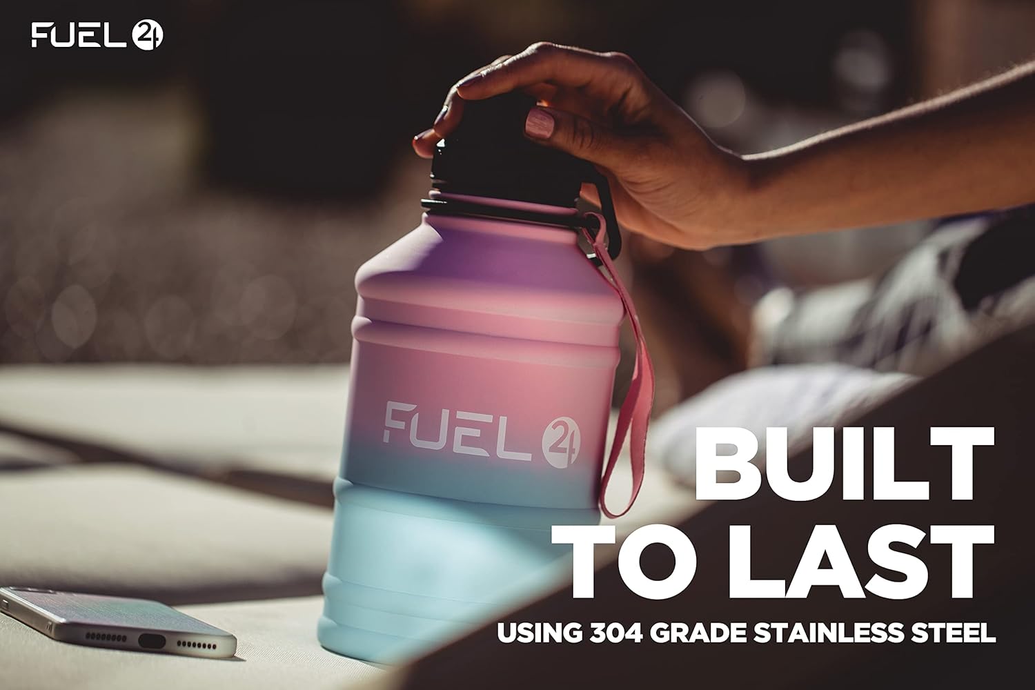 1.3L/2.2L Water Bottle Metal - STRONG, Drop & Leakproof BPA free 1L 2L Stainless Steel (2 Litre) - Large Gym Bottles for Men, Sports Water Bottle, Travel, Hiking Water Bottle
