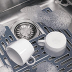 Sink Saver- 2 piece Adjustable Kitchen Sink Protector Mat with non slip feet, Grey