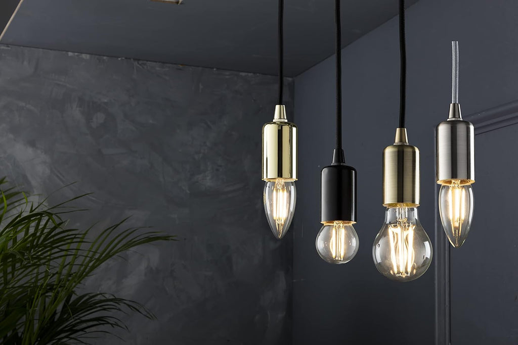 6 Inch E27 Vintage Pendant Set in Brushed Chrome