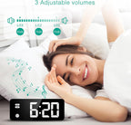 Digital Alarm Clock, 5.8 Inches LED Bedside Clock for Kids Bedrooms with 4 Dimmable Brightness, 3 Adjustable Volume, Snooze (1.5m USB Cable Included)