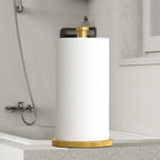 Gold Kitchen Roll Holder, Free Standing Paper Towel Holder with Suction Cups, Kitchen Towel Holders for Standard and Large Rolls, Suit for Kitchen, Dining Room,Bathroom
