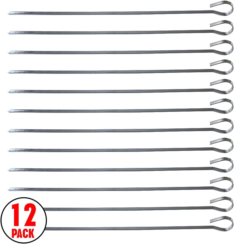 Ram© 1B09W9YRSNQ2 X Kebab Skewers, Set of 12 Stainless Steel BBQ Grilling Skewers Flat Reusable Metal Skewer Sticks for BBQ, Cocktail, Shish Kabob, Party Essentials, 30cm