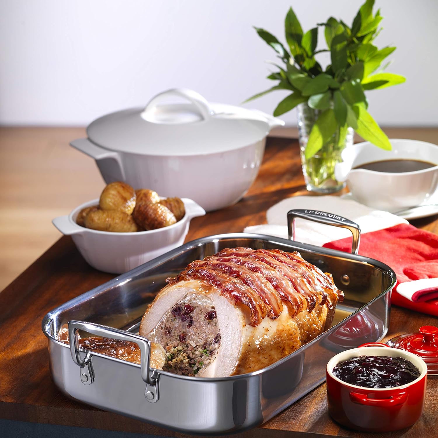 3-Ply Stainless Steel Rectangular Roaster, 35 cm, Silver, 96102270000000 Secondary image