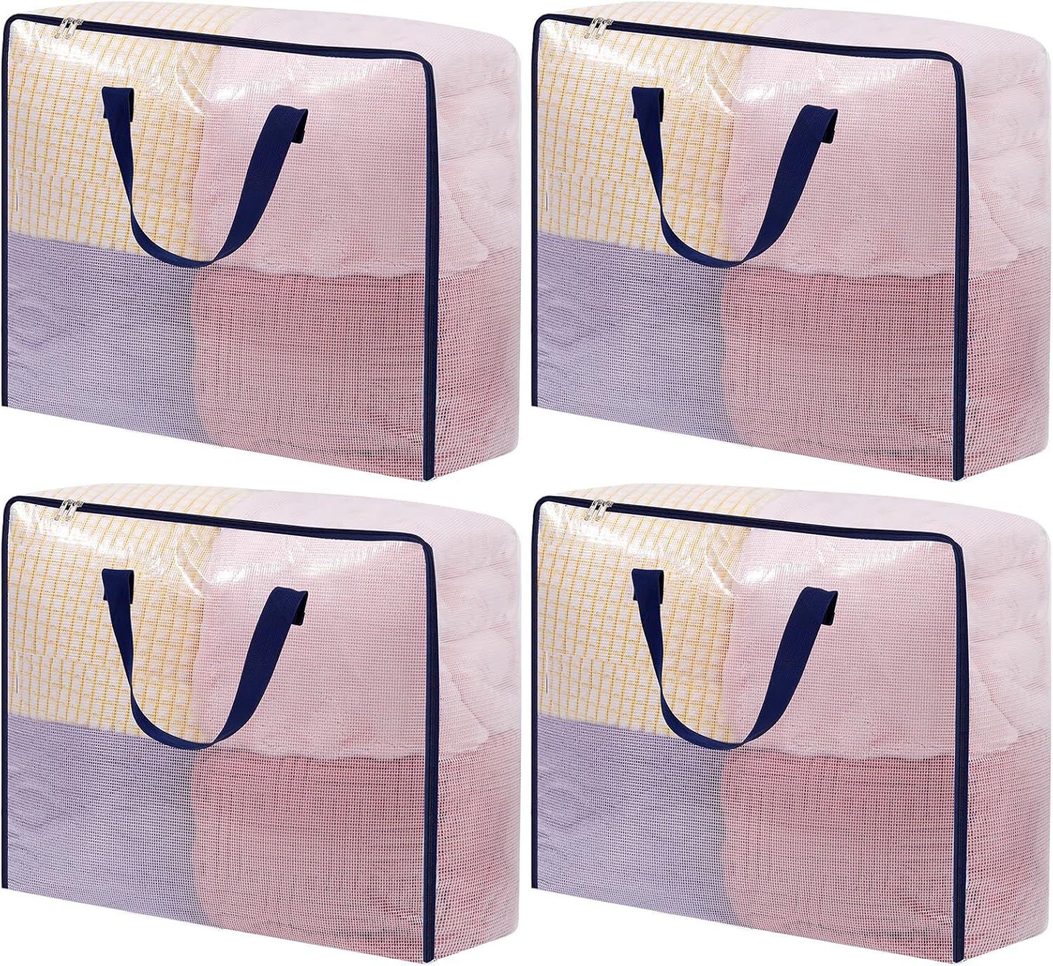 4 Pack Clear Storage Bags with Zip, 75L Moving Bags Clothes Storage Bags Moving Totes Packing Bags for Moving Clothes Bedding Duvet Pillow Blanket Toys Storage Wrapping Paper Storage Main image