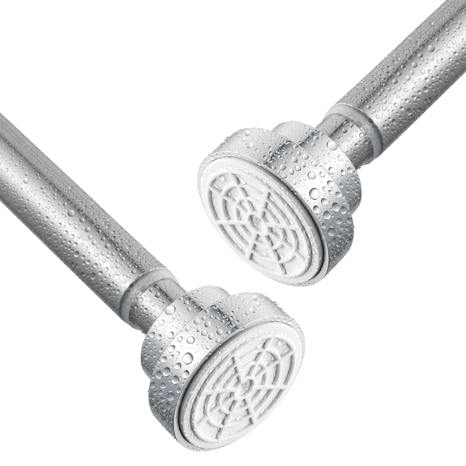2PCS Shower Curtain Rod Stainless Steel Extendable Shower Curtain Pole No Drilling Tension Rod for Clothes Shower Curtain Rail Net Curtain Poles for Bathroom Window Closet Kitchen Wardrobe 73-138cm
