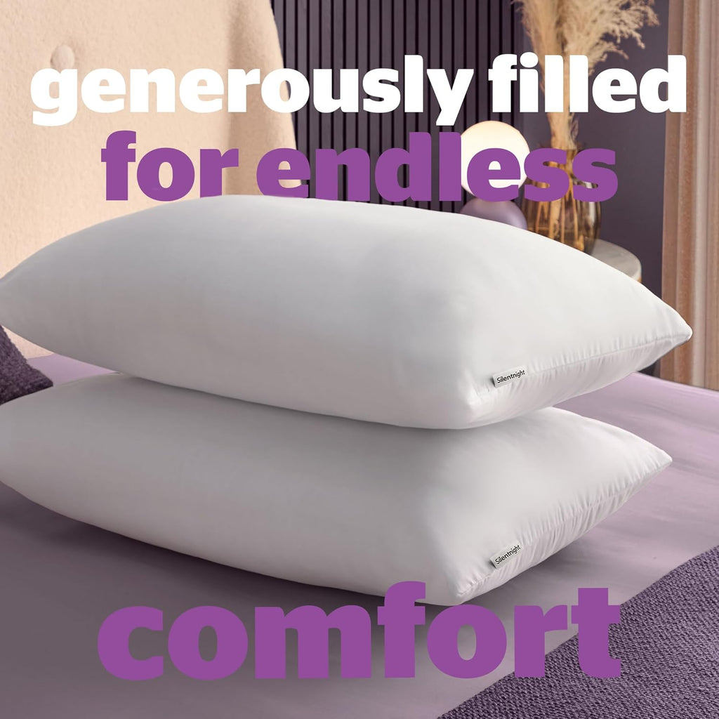 Deep Sleep Pillows 2 Pack – Medium Support Comfortable Hollowfibre Bed for Front, Back and Side Sleepers Machine Washable Hypoallergenic of Standard Size, White
