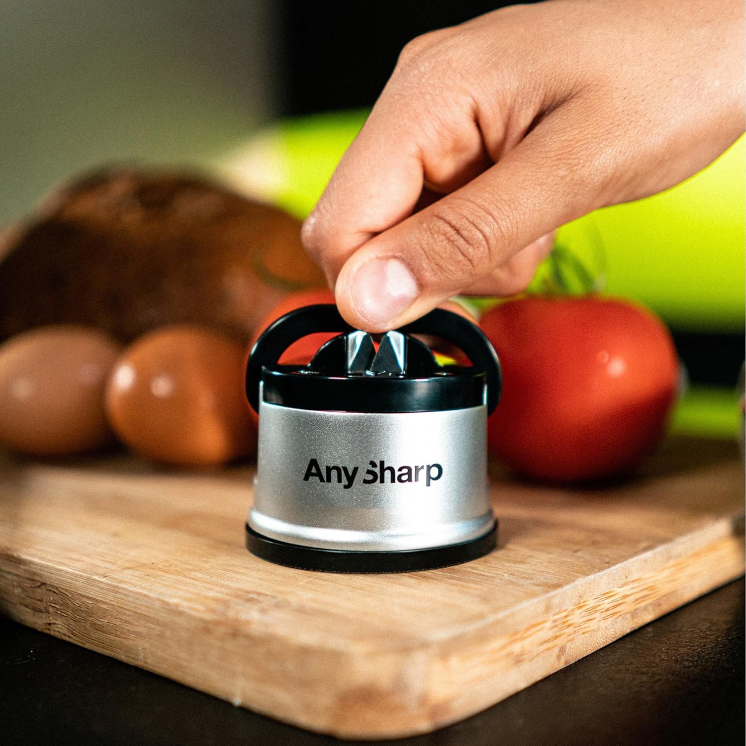 Knife Sharpener, Hands-Free Safety, PowerGrip Suction, Safely Sharpens All Kitchen Knives, Ideal for Hardened Steel & Serrated, World's Best, Compact, One Size, Silver