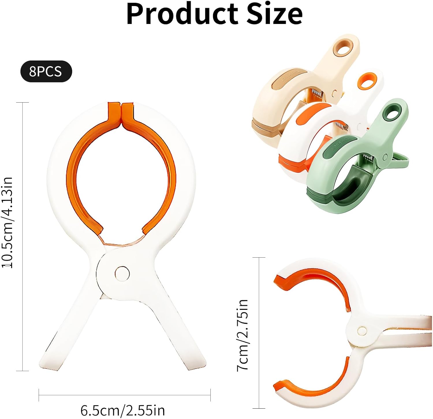 8 Pcs Beach Towel Clips,CSLGDMAI Plastic Towel Clips,Strong Grip Clothes Hook,Non-Slip Towel Pegs for Sun Lounger Laundry Pool Chairs Sunbeds Washing Line Secondary image