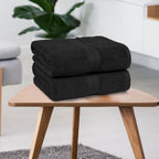 Fade Resistant Towel Set, 2 Bath - Black by Amazon Basics