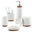 Bathroom Accessories Set 4 Pcs Toothbrush Holder Soap Dispenser Ceramic and Wood Bathroom Set Contain Toothbrush Cup Soap Dish Tumbler Black