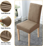 ELECLAND Beige Dining Chair Covers, Stretch Removable Washable Dining Chair Slipcovers, Dining Seat Covers Chair Protector for Home Decorations (Beige, Set of 4)