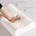 Memory Foam Pillow Neck Support Pillows Orthopaedic Cervical Soft Deep Sleep for Side Sleepers and Back with Washable Cover 60 x 35 cm White