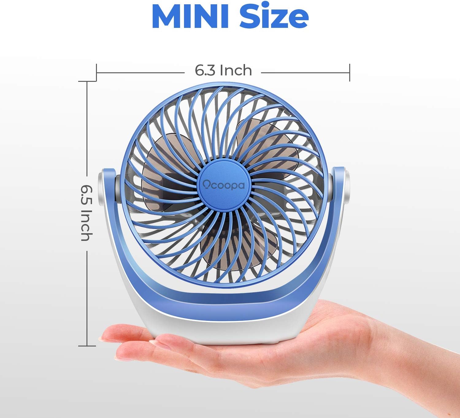 USB Desk Fan Table Fan with Strong Airflow & Quiet Operation, Portable Cooling Fan Speed Adjustable 360°Rotatable Head for Home Office Bedroom Table and Desktop