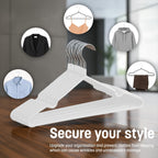 20x Premium Rubber Coated Metal Hangers - Heavy Duty - Space Saving Organiser Clothes Hangers For Wardrobes Coat Rack Rails (White)
