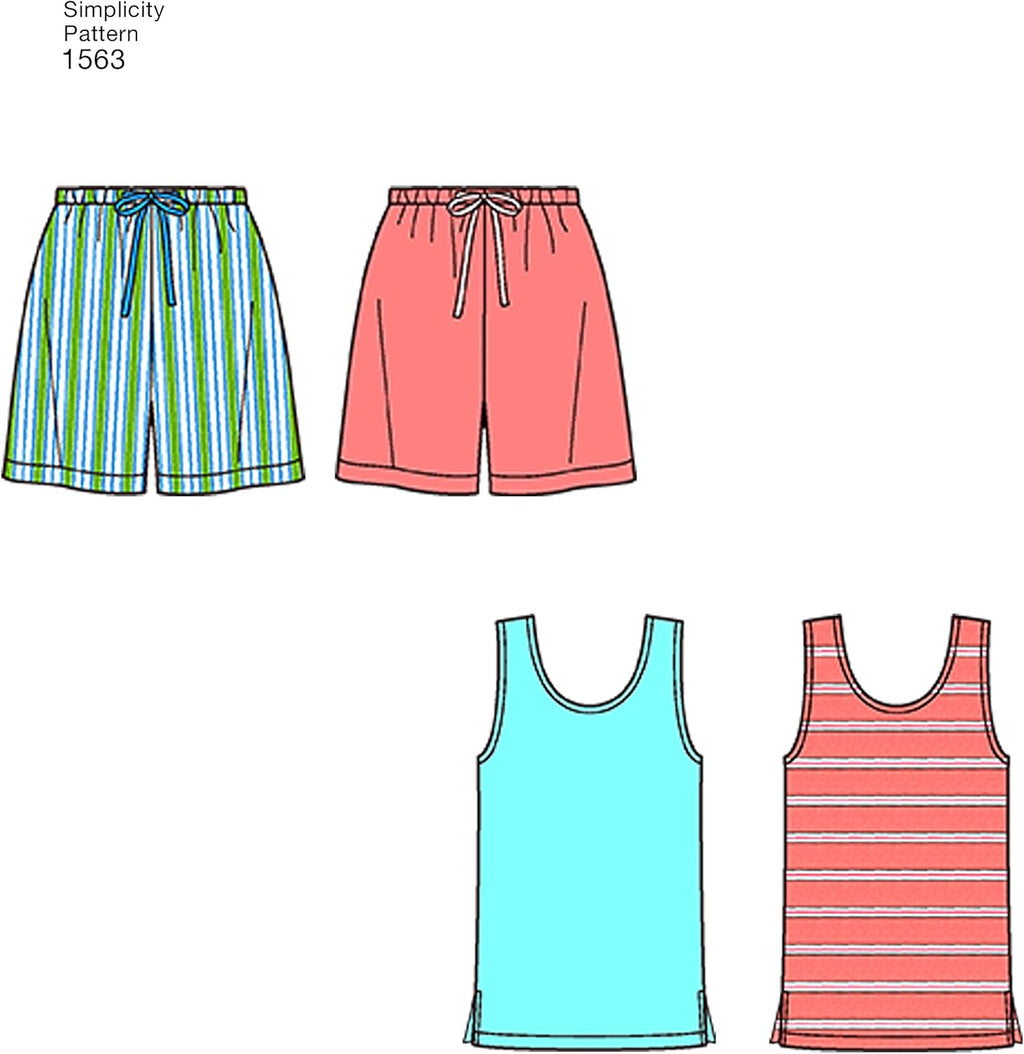 Simplicity Sewing Pattern 1563: Misses' Men's and Teens' Sleepwear, Size A, Paper, White, A (XS-S-M-L-XL)