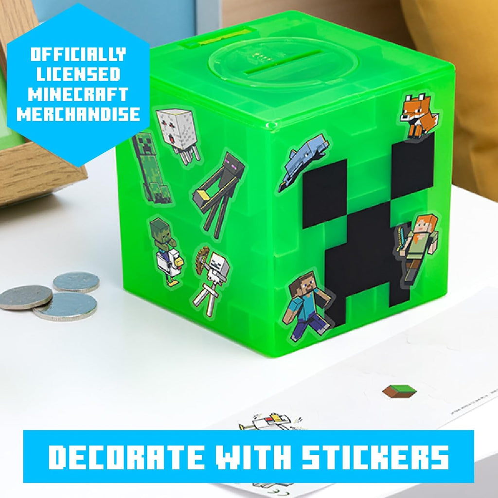 Minecraft Creeper Maze Safe - Officially Licensed Piggy Bank, Complete The Maze to Unlock Money, Collectible Includes with Decorative Stickers, Gift for Gamers | Paladone