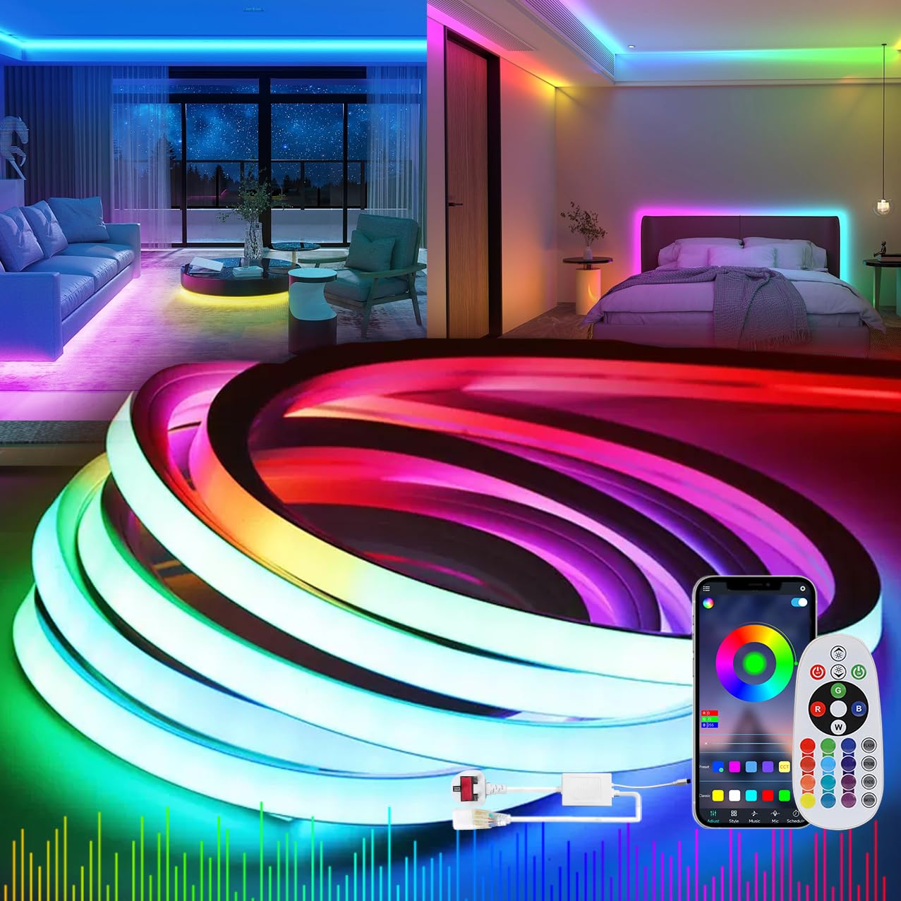 KSIBNW Neon Outdoor LED Strip Light Waterproof IP65,6.5ft/2m 220v-240v LED Light Strip,Flexible Cuttable Neon Rope Strip Light for Kitchen Bedroom Garden,Outdoor Indoor Decor Natural White 4000K