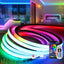 KSIBNW Neon Outdoor LED Strip Light Waterproof IP65,6.5ft/2m 220v-240v LED Light Strip,Flexible Cuttable Neon Rope Strip Light for Kitchen Bedroom Garden,Outdoor Indoor Decor Natural White 4000K