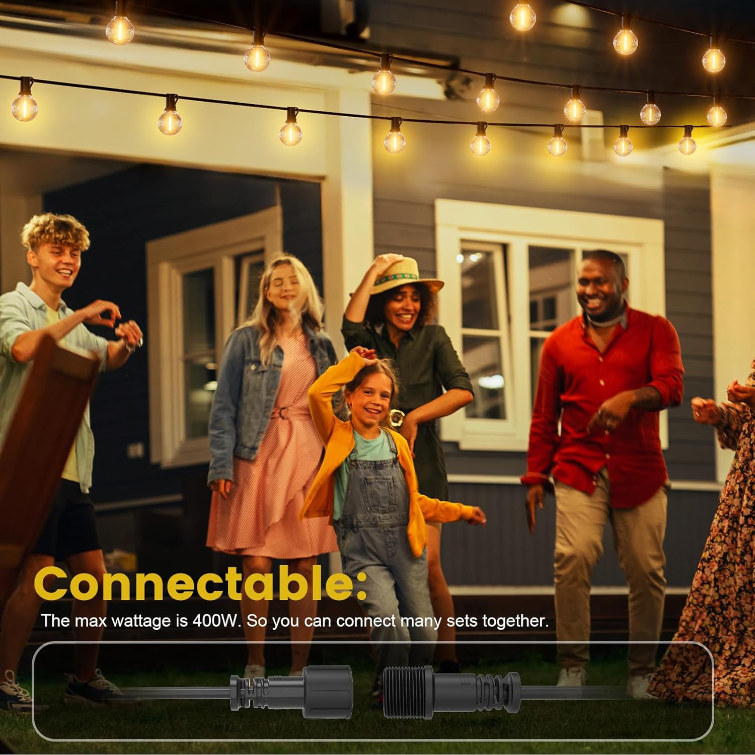 Outdoor String Lights Mains Powered, 25FT/7.6M Festoon Lights Outdoor with 12+1 Shatterproof G40 LED Bulbs, Waterproof Globe Garden Lights for Patio, Wedding, Party, Terrace, 2700K