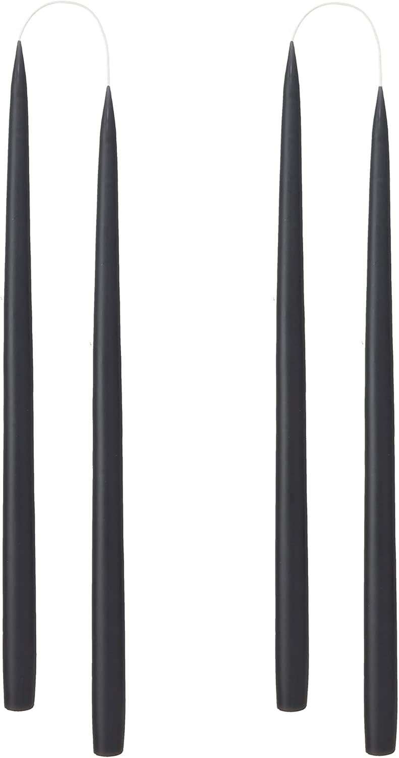 ® Tapered Candles, Made in Denmark, 42 Colours Available, Dripless & Smokeless Dinner Candles, Solid Candles Long Burning 15 Hours, Unscented Candle Gift Set, 4pcs. 2.2 x 35cm (Black)