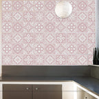 15cm 24 pcs Sevilla Light Pink Wall Tile Stickers Peel and Stick Backsplash Self-Adhesive Vinyl Home Decor DIY Living Room Splashbacks Spring Easter Decoration Tile Paint Stick on Tiles Ideas