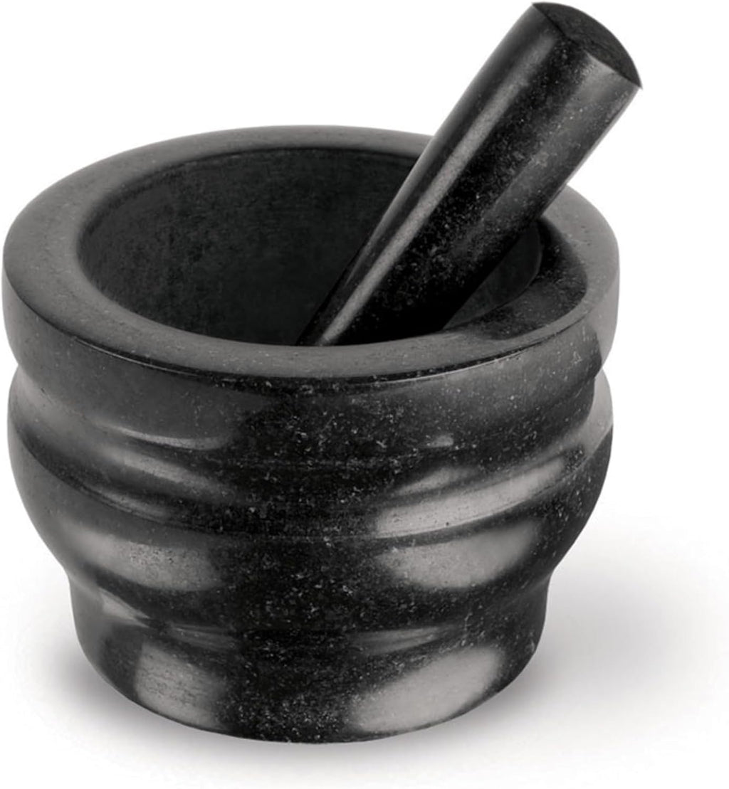 Worcester Black Pestle & Mortar Set, Granite, Spice Grinder/Herb Grinder, 140mm, Small Pestle and Mortar Set, 2 Year Guarantee