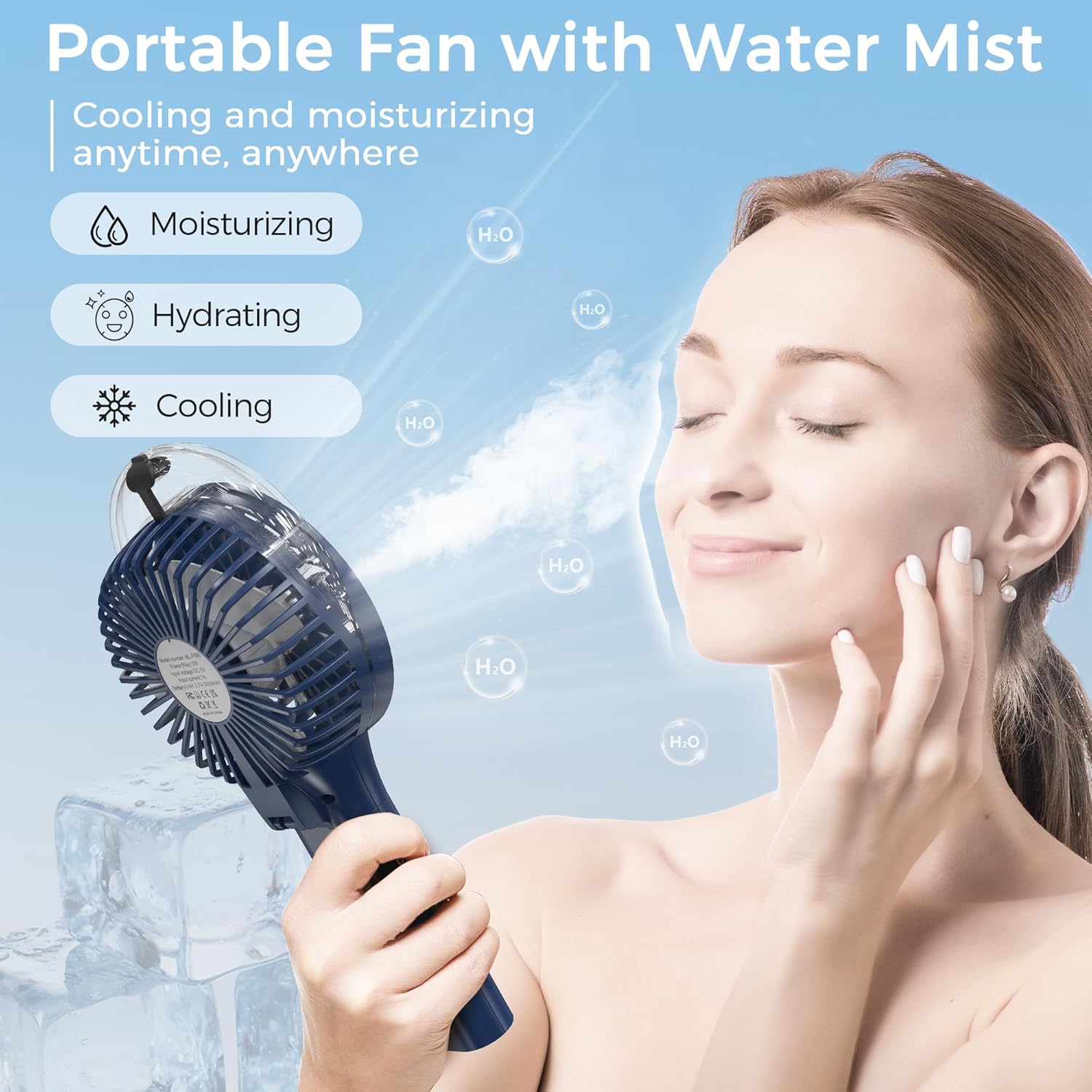 COMLIFE Portable Handheld Misting Fan, 3000mAh Rechargeable Battery Operated, 180° Foldable, Mini Personal Fan with Water Sprayer for Travel, Makeup, Home, Office, Camping, Outdoors Secondary image