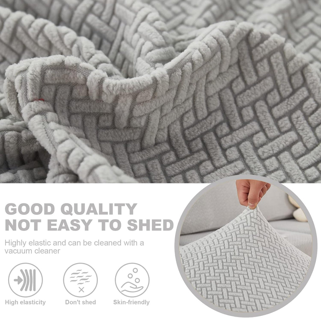 Super Stretch Sofa Cover 1 2 3 4 Seater L Shape, WearResistant Spandex Corner Sofa Cover Non Slip Sofa Slipcovers with Elastic Bottom, Great for Kids & Pets (Weave Light Grey, Backrest Cover)