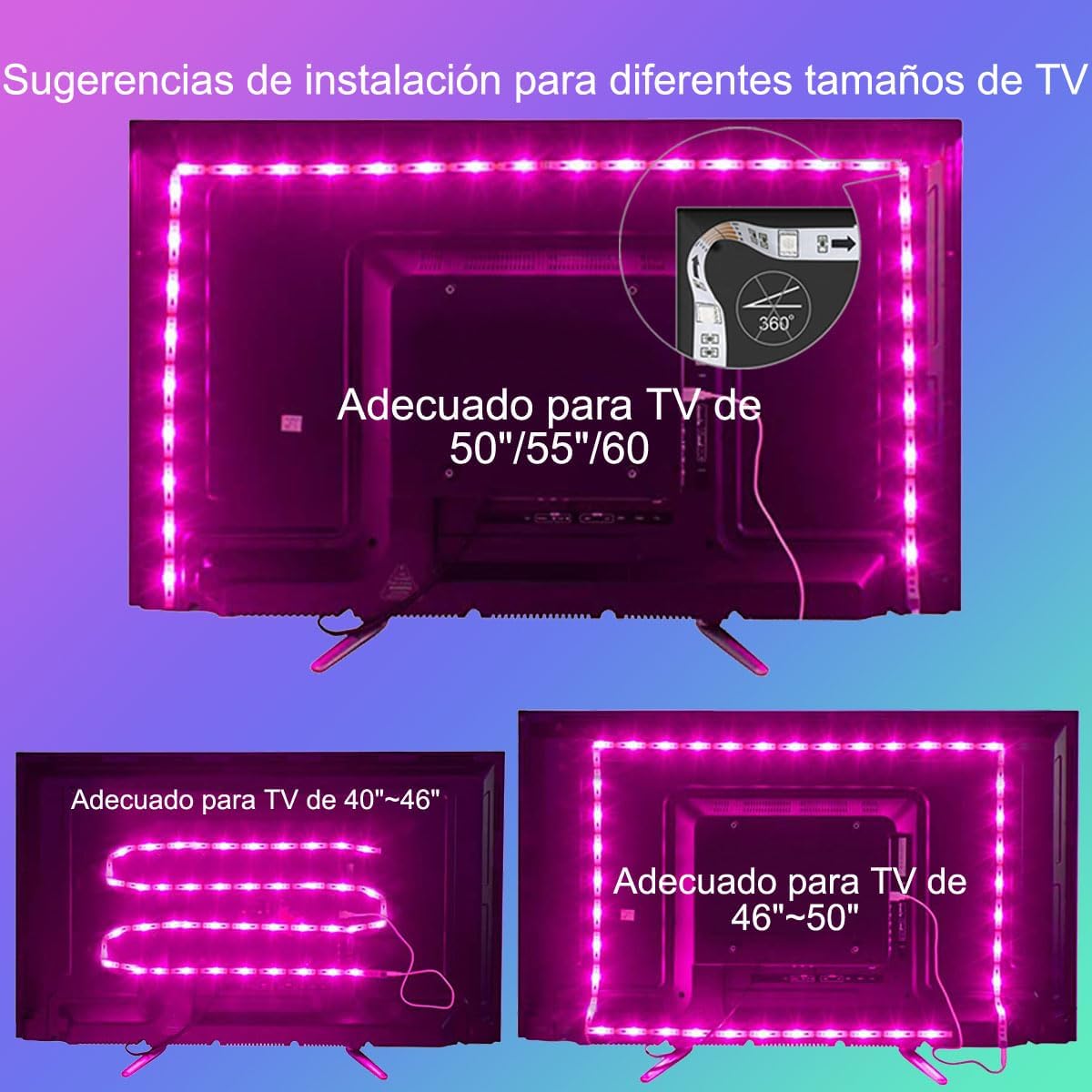LED Strip Lights for TV, USB TV Backlight Kit with Remote, APP Control Sync to Music, 5050 RGB Smart LED Bias Lighting for HDTV (3m for 45"-60" TV)