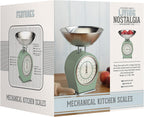 Living Nostalgia Mechanical Kitchen Scales, Retro Traditional Weighing Scale 4 kg (8 lbs), 25 x 25 x 3 cm, English Sage