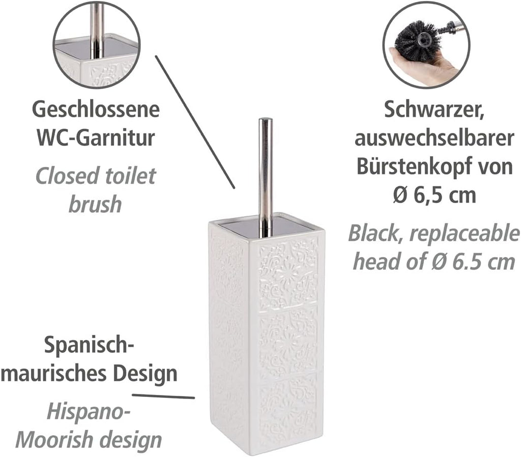 22651100 Toilet brush Cordoba White - toilet brush holder, closed form, Ceramic, 9.5 x 35 x 9.5 cm, White