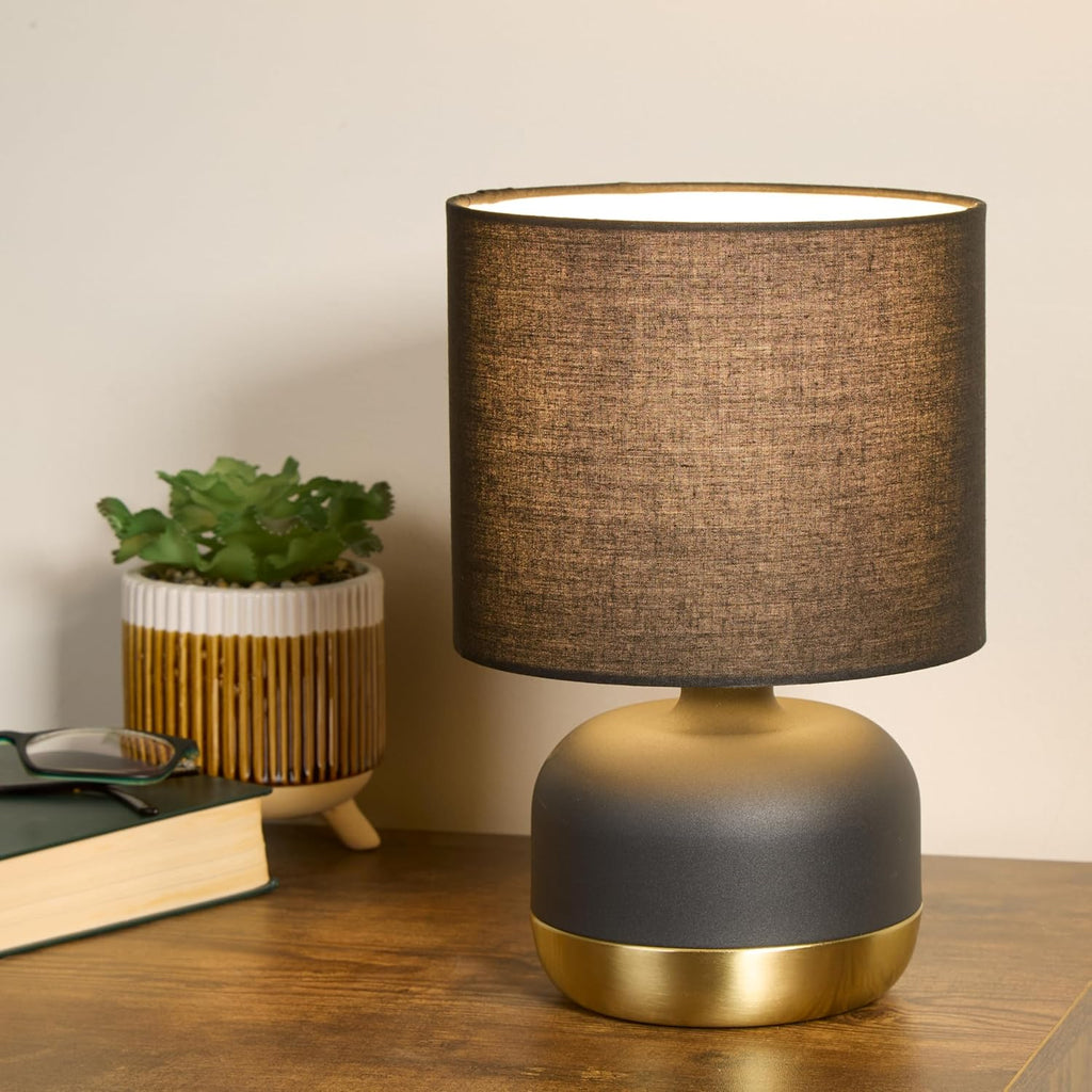 Lighting Collection Ezra Black & Gold Touch Lamp