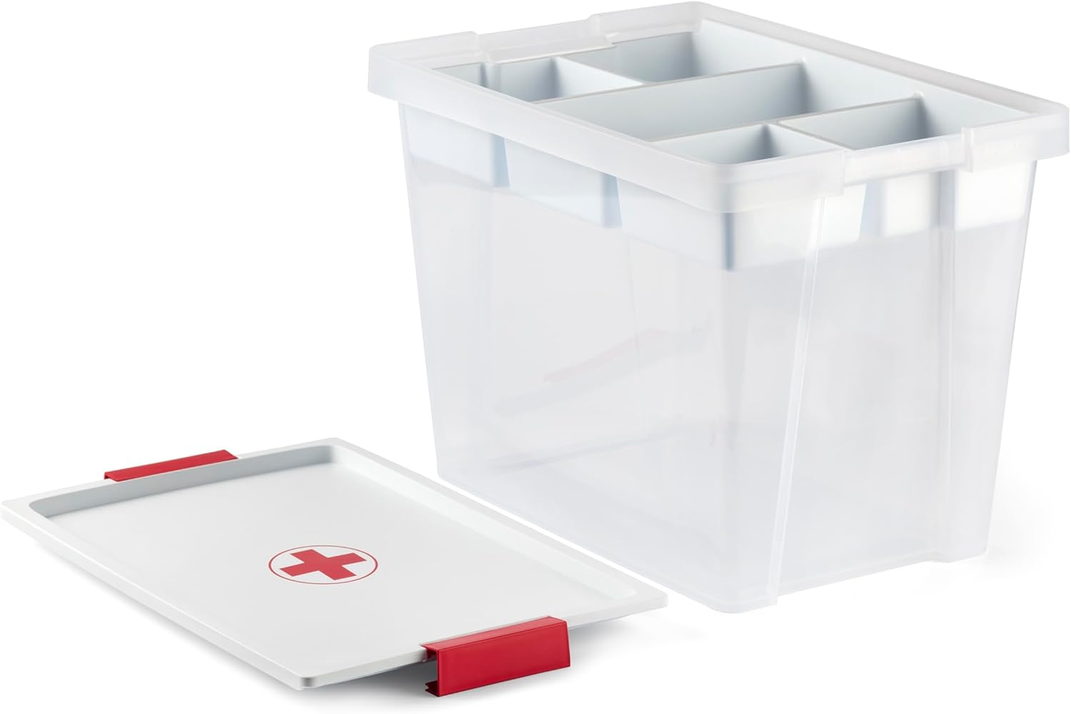 First Aid Box with Lid, 15L Capacity, with Handles and Organiser Tray, Lid 100% Recycled Materials, BPA Free, Measures 25 x 36 x 26 cm Secondary image