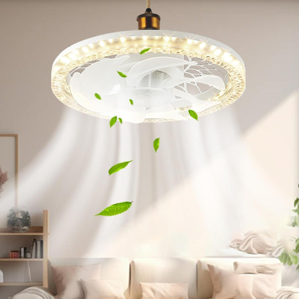 Ceiling Fans with Lights and Remote, 45w Small Led Ceilings Lights Timing Quiet, E27 Bulb Fixture, 3 Color 3 Speeds Dimmable Light Ceiling - Perfect for Small Spaces Bedroom Home Office