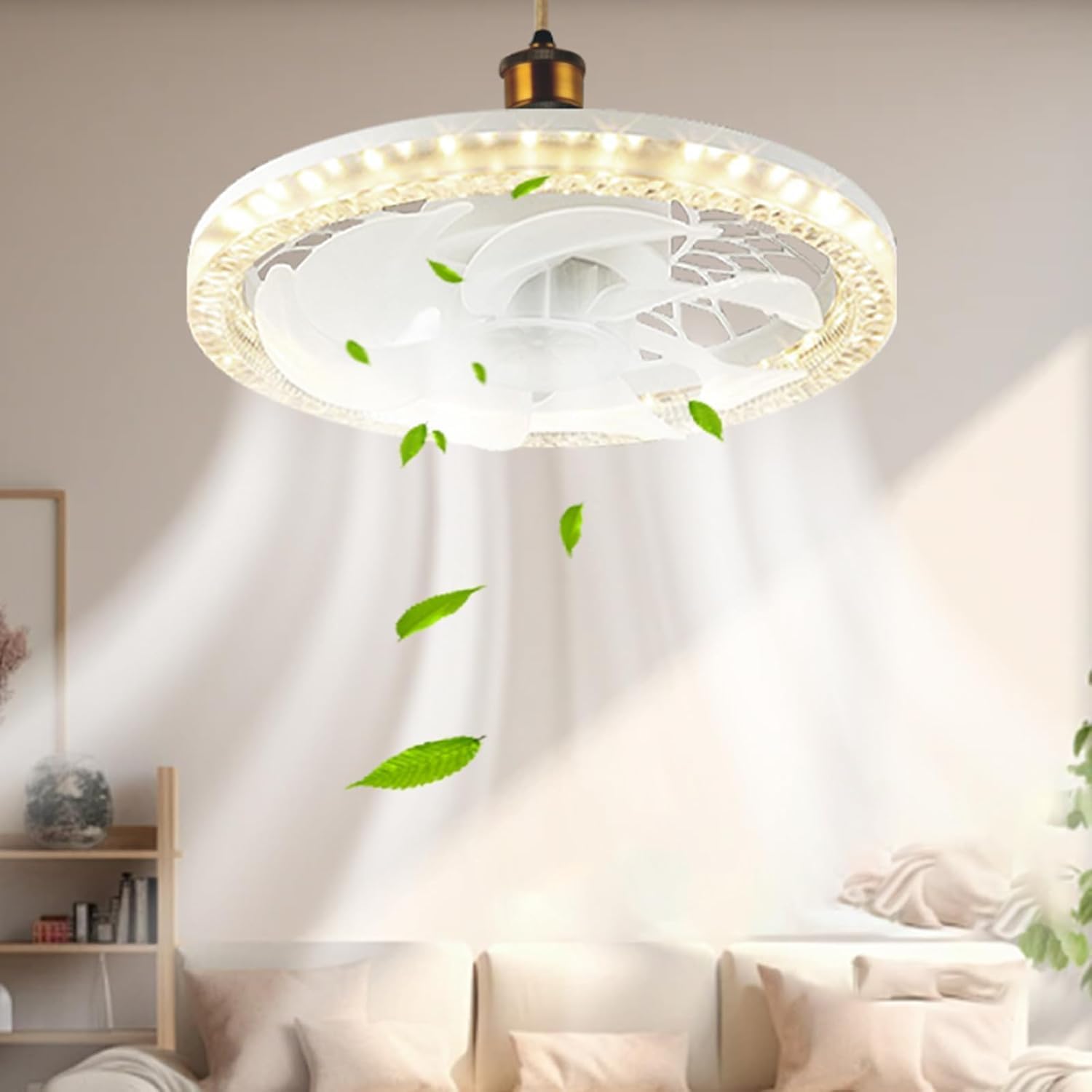 Ceiling Fans with Lights and Remote, 45w Small Led Ceilings Lights Timing Quiet, E27 Bulb Fixture, 3 Color 3 Speeds Dimmable Light Ceiling - Perfect for Small Spaces Bedroom Home Office