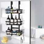 Hanging Shower Caddy, Over Door Shower Shelf 3 Layers, Bathroom Shelves No Drilling (Black - 3 layers)