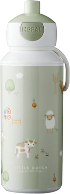 Drinking Bottle Pop-up Campus - Drinking Bottle Little Dutch - Leak Proof Drink Bottle For School - BPA-free & Dishwasher Safe - 400 ml - Little Farm